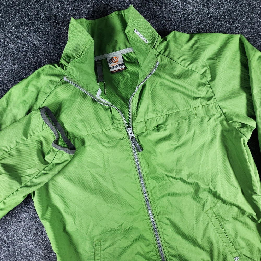 Merrell Windbreaker Jacket Mens Medium Green Full Zip Lightweight Mock Neck
